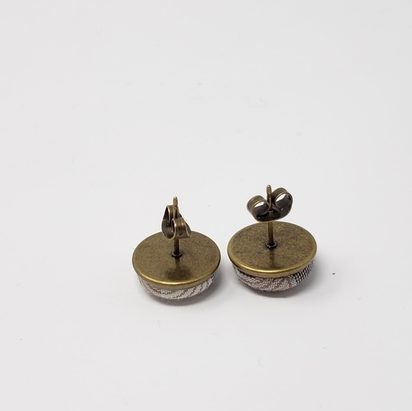 New Handmade | Upcycled Plaid Stud Earrings - Picture 2 of 4